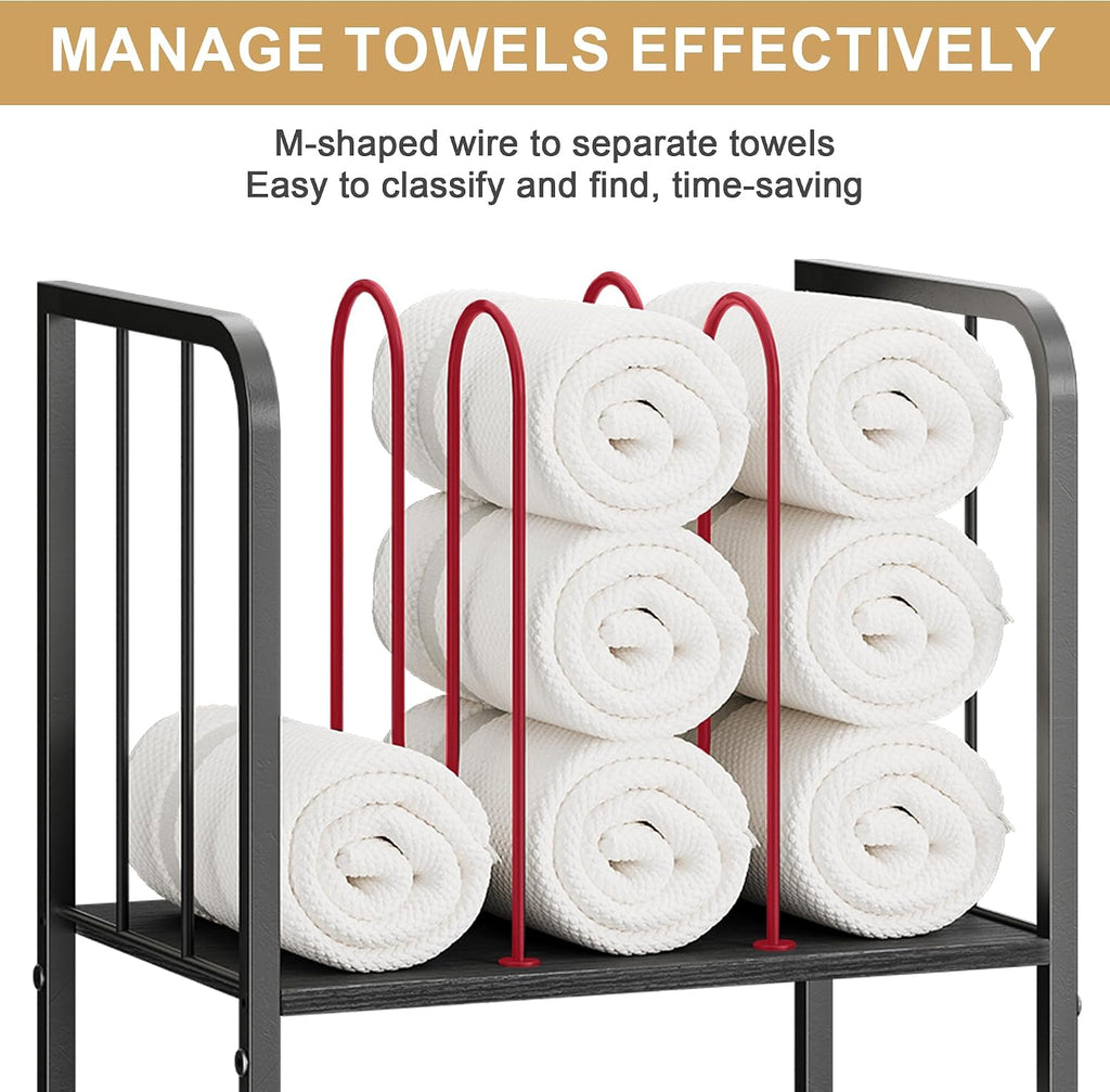 3-Tier Freestanding Towel Racks for Bathroom, Black Towel Rack Stand