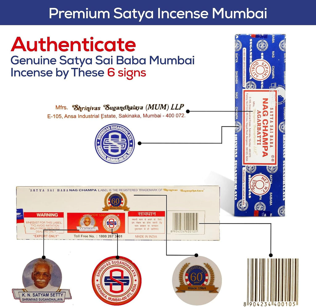 Satya Nag Champa Incense Sticks 100 gmx 4 Pack (400 GMS), Satya Insenses with Raajsee insence Holder Bundle, Nag Champa Natural Incence