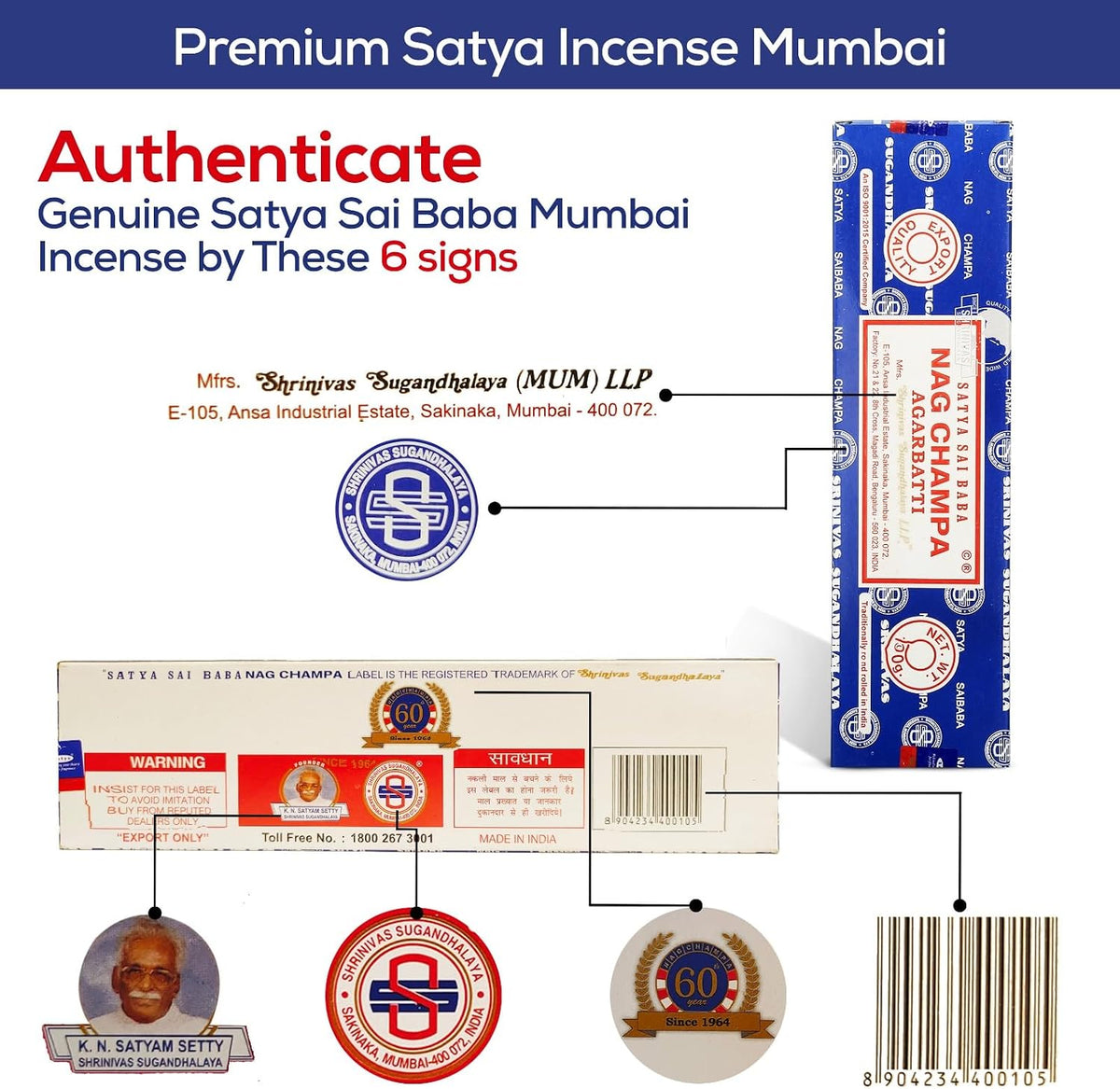 Satya Nag Champa Incense Sticks 100 gmx 4 Pack (400 GMS), Satya Insenses with Raajsee insence Holder Bundle, Nag Champa Natural Incence