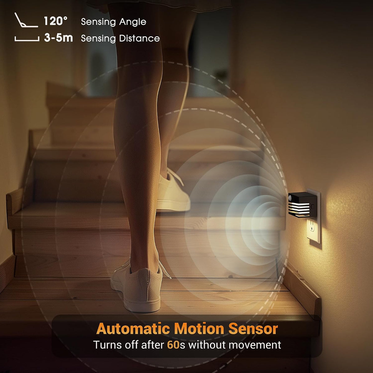 JandCase Motion Sensor Night Light, [2 Pack] Night Lights Plug into Wall