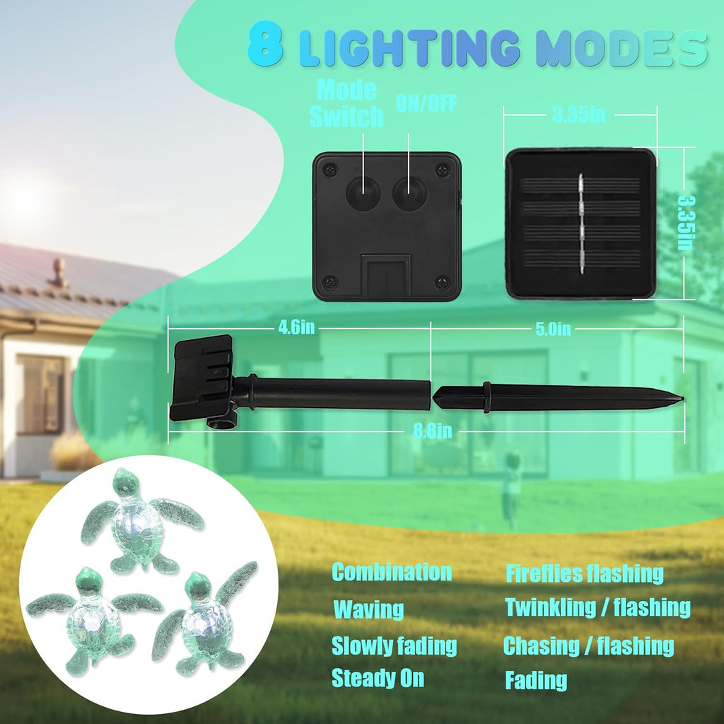 Solar Nautical String Lights, 40LED 14ft Waterproof Outdoor Fairy Lights, Sea Turtle Beach Ocean Decor for Patio Yard Balcony Garden Fence Window
