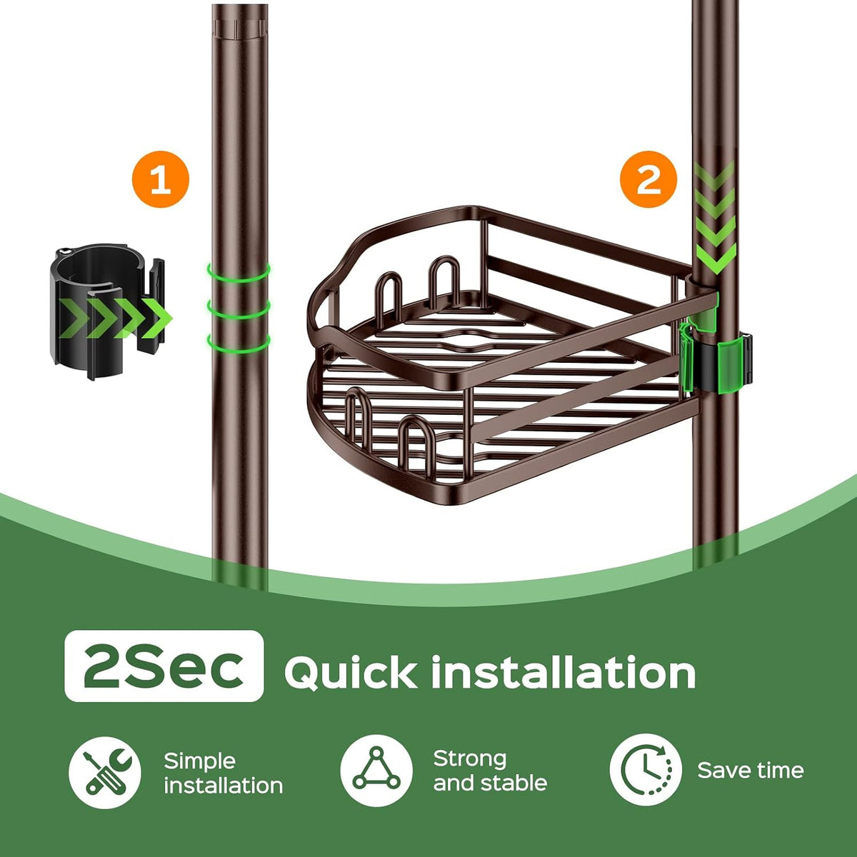HAMITOR Shower Caddy Tension Pole, Adjustable Bathroom Storage Organizer
