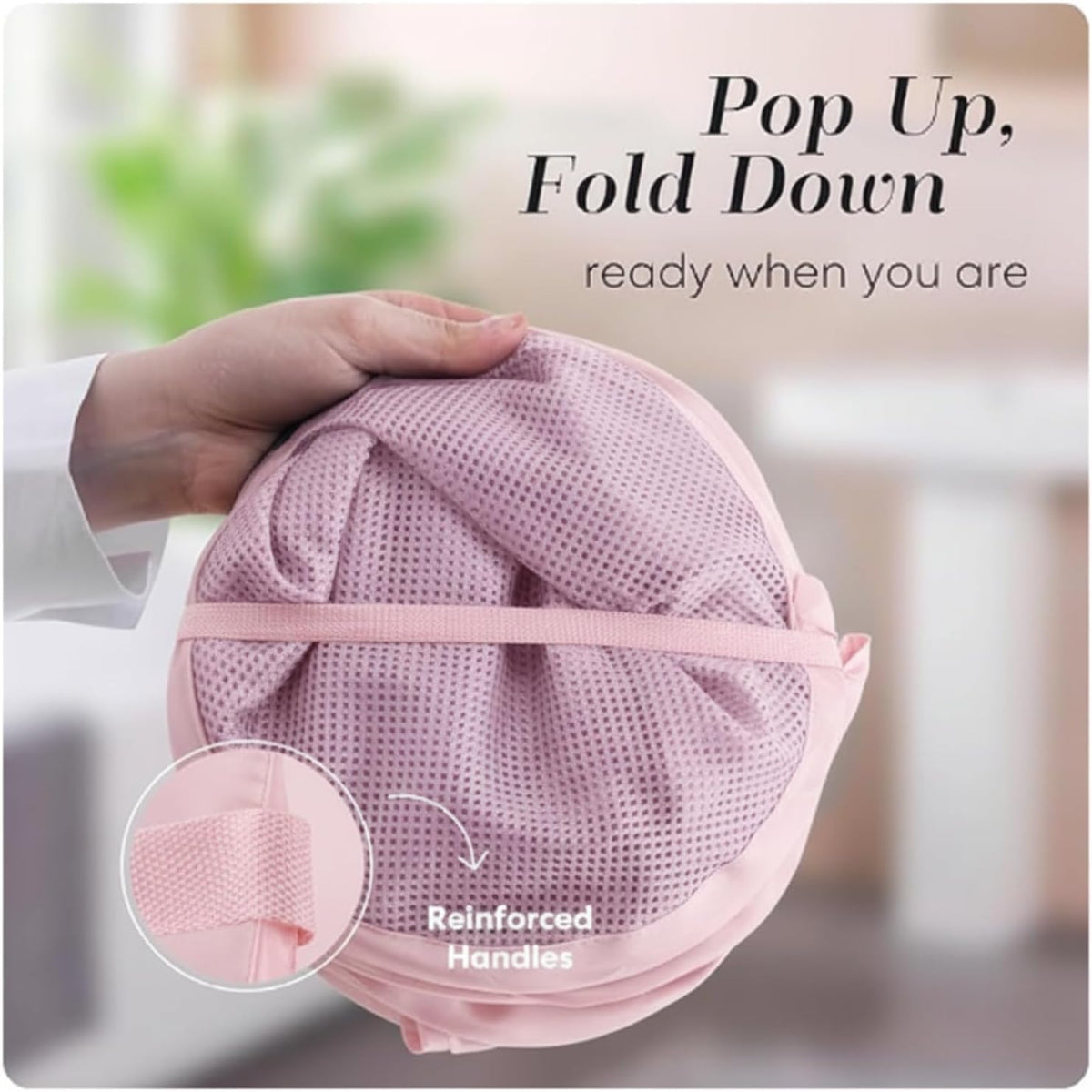 Handy Laundry Mesh Pop Up Hamper Foldable Collapsible Basket
