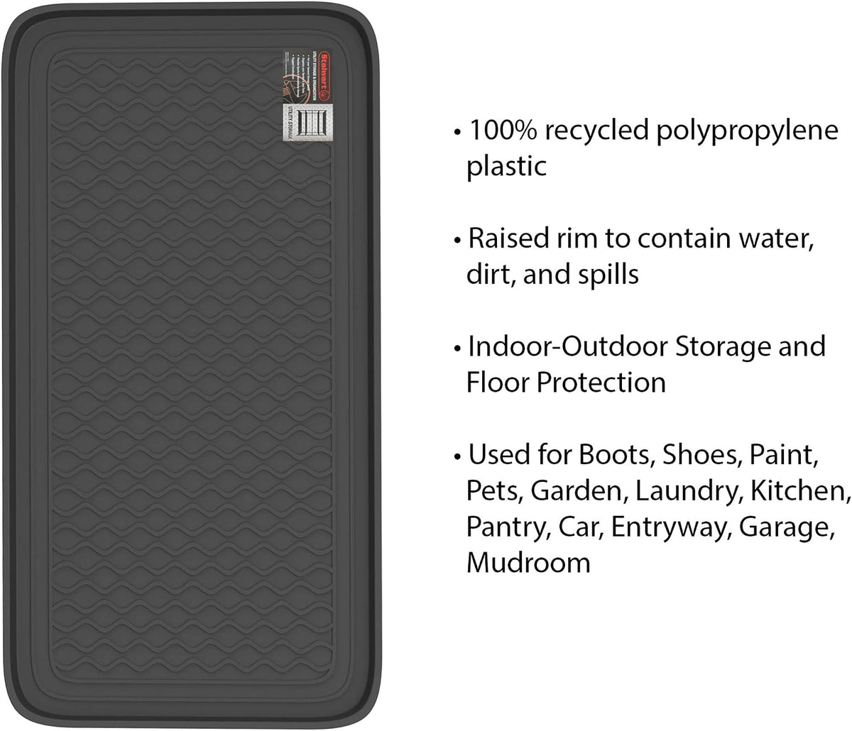 Stalwart All Weather Indoor or Outdoor Boot Mats, Black, Set of 2
