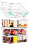 Large Freezer Organizer Bins for 10 to 20 Cu.Ft,4 Pack , Leak-Proof Bottom