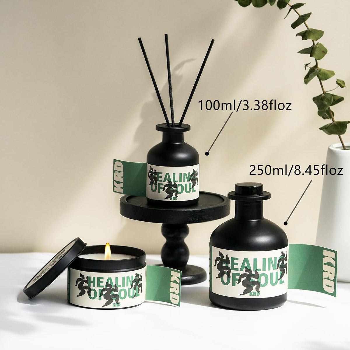 KRD Large Sweet Reed Diffuser Set for Bedroom, Floral Scents, 8.45oz