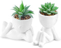Der Rose 2 Pack Fake Succulents in White Human Pots for Desk Decor