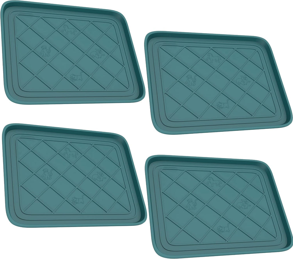 All Weather Boot Mat 4 Pack - Small Water Resistant Plastic Utility Shoe Mat for Indoor and Outdoor Use in All Seasons by Stalwart (Teal)