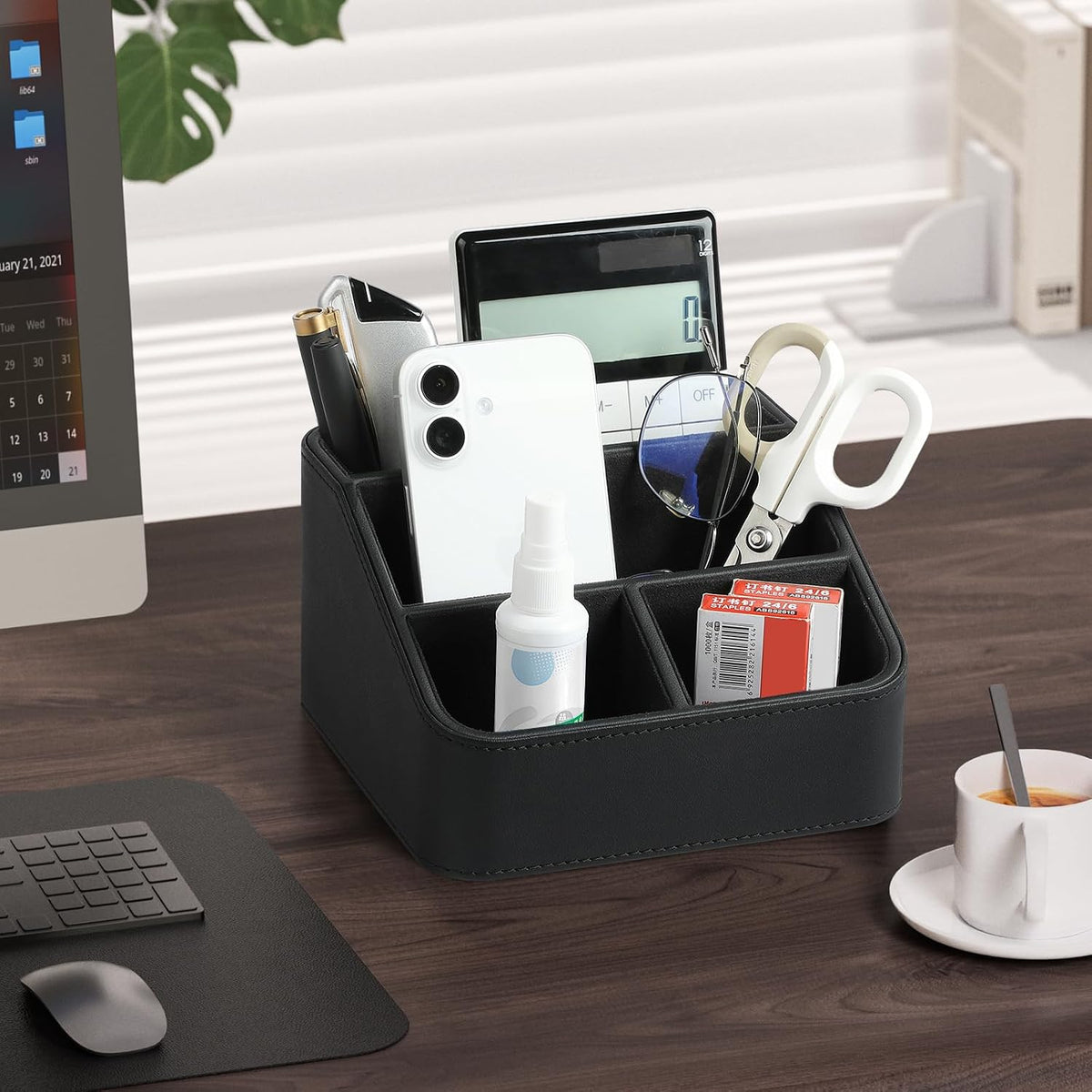Remote Control Holder, Nightstand Organizer, Desk Caddy (Black)
