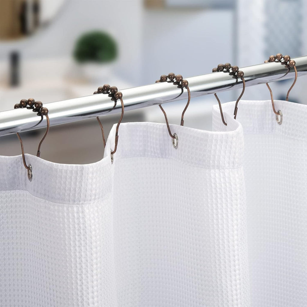 Titanker Shower Curtain Hooks Rings, Rust-Resistant Metal Shower Curtain Hooks for Bathroom Shower Rods Shower Hooks Shower Rings for Curtain - Set of 12, Bronze