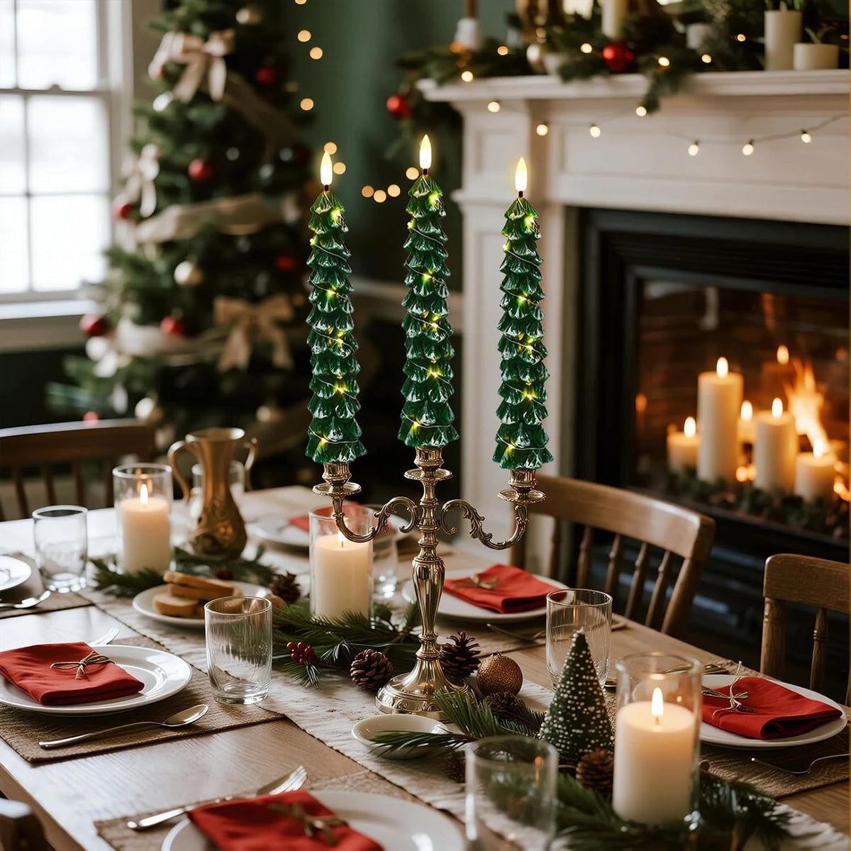 GenSwin Christmas Tree Flameless Taper Candles candlesticks Remote Timer