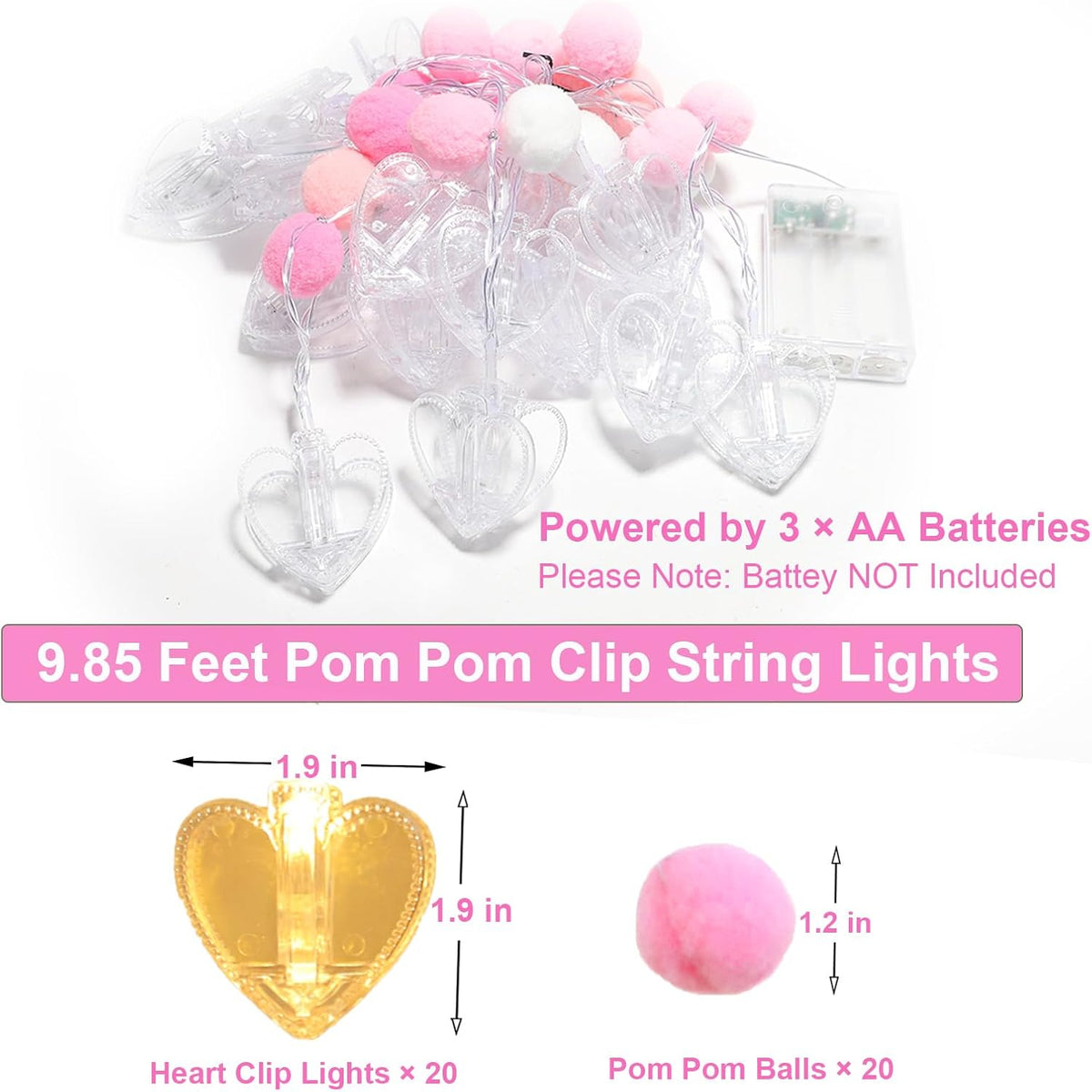 ChiRee 9.86Ft Photo Heart Clip String Lights