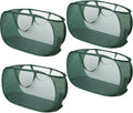 4 Piece Popup Mesh Laundry Basket Durable Handles Collapsible Laundry Baskets Folding Clothes Pastic Hamper for Laundry Room College Dorm (Green)