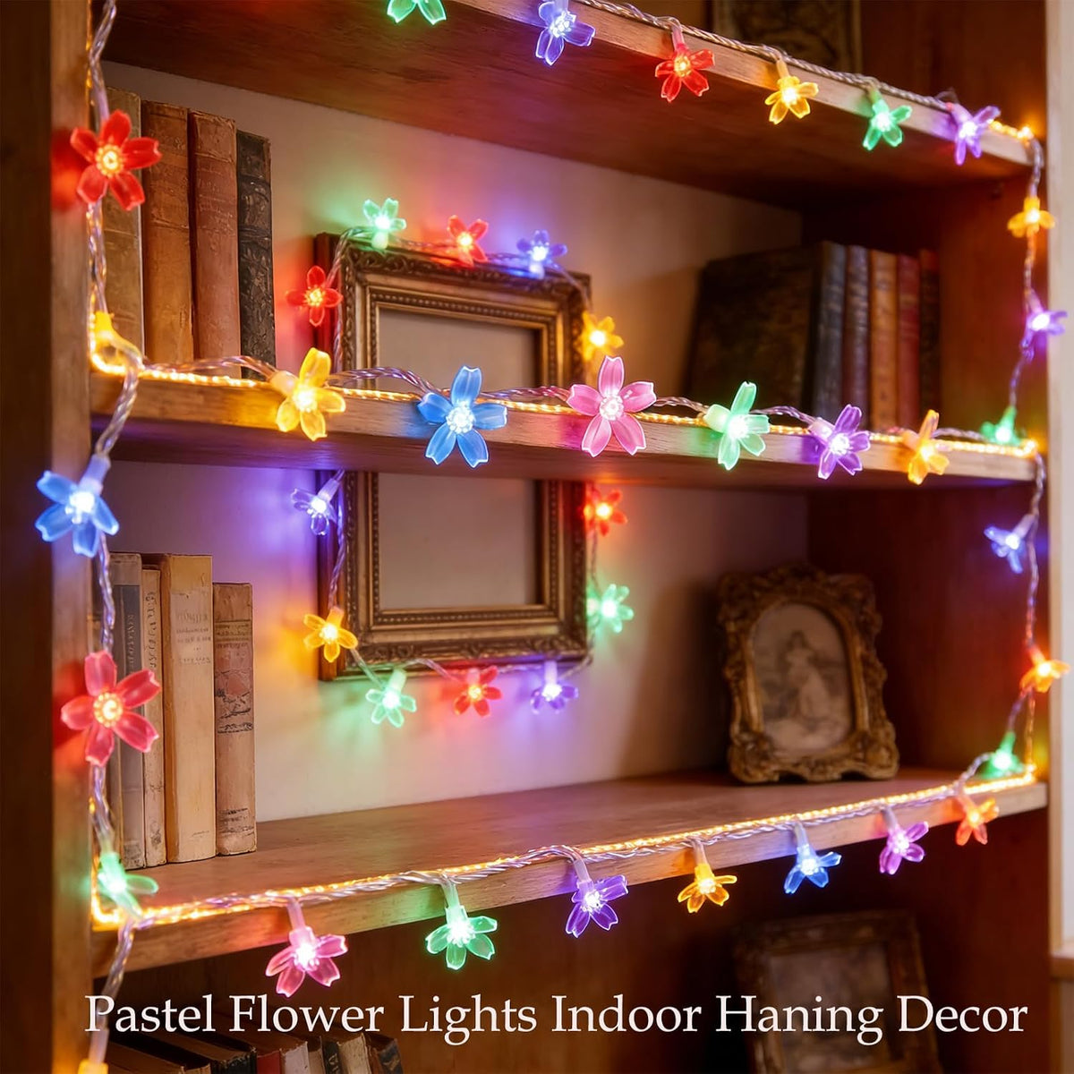 33ft 100 LED Plug in Pastel Christmas Flower String Lights Hanging Decor