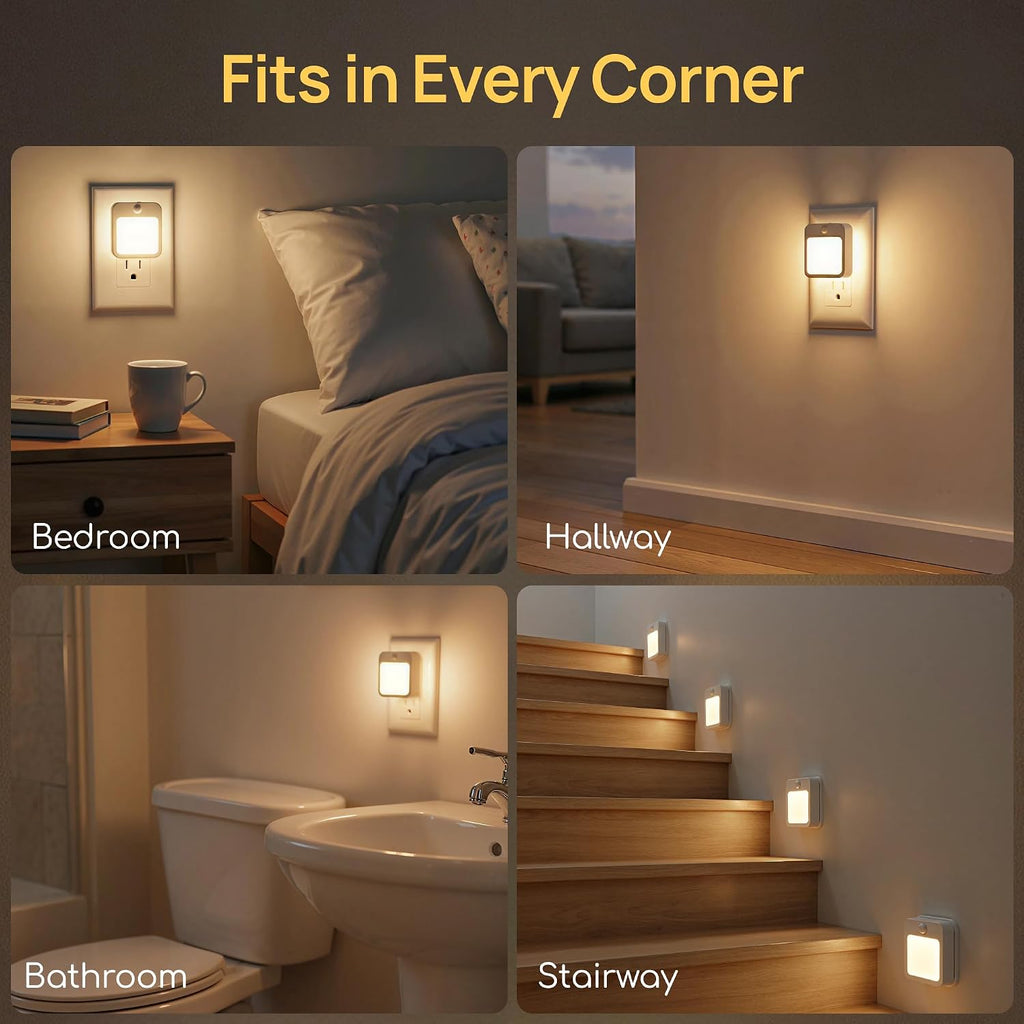 Plug in LED Night Light with Automatic Motion Sensor, Warm White, 6-Pack