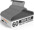 HOUSE DAY Grey Velvet Hangers 60 Pack, Non Slip Felt Hangers, Heavy Duty Velvet Clothes Hanger, Ultra Slim Hanger Space Saving, Perfect for Shirt, Suits, Pants