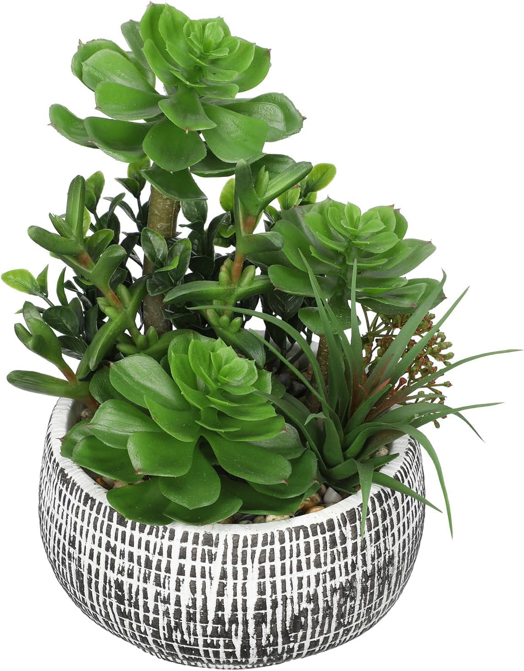 Large Artificial Succulents in Ceramic Pot Faux Succulent Arrangement 10"