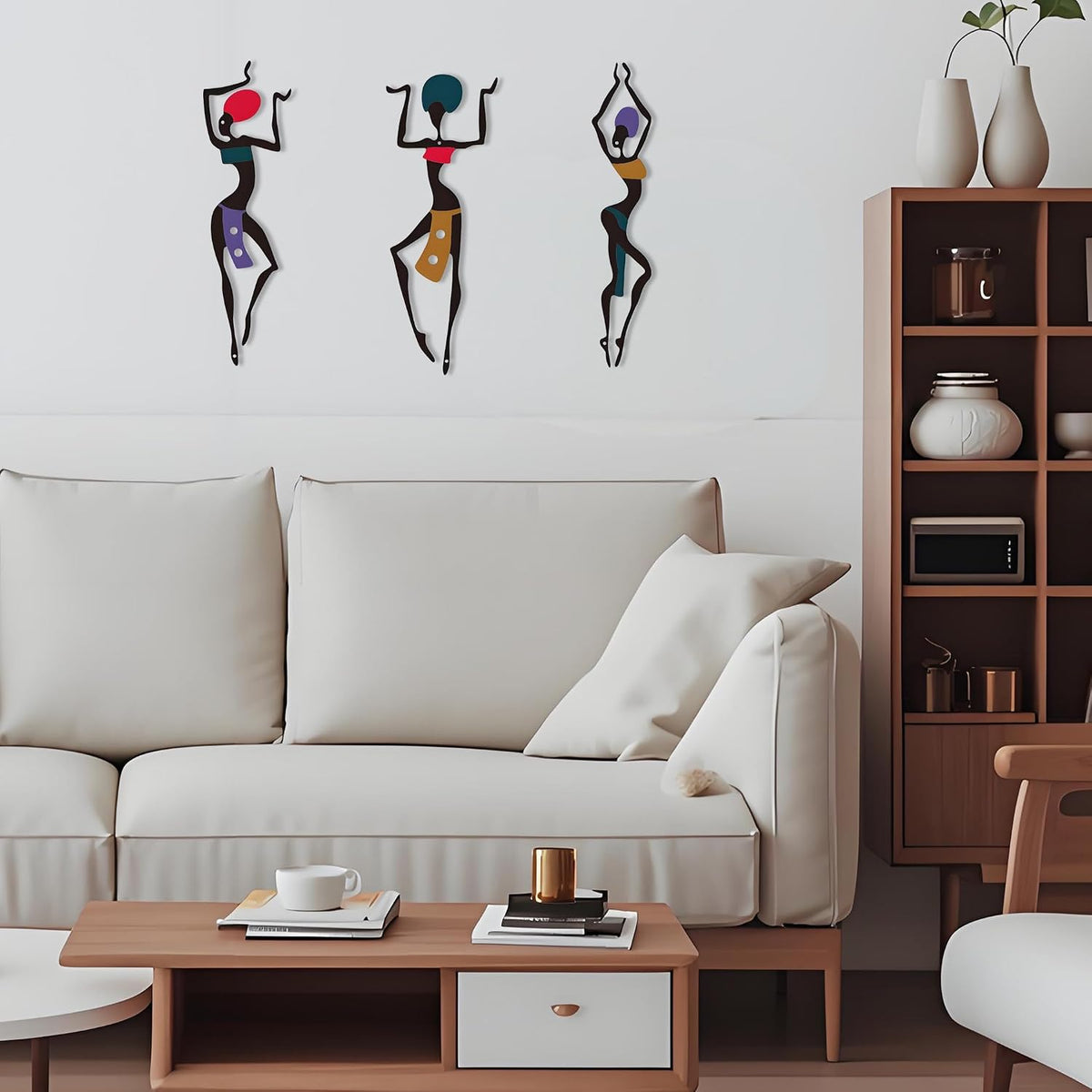 DICYWUDI 3 Pieces African Metal Wall Arts, Vintage Arts For Home Decor, Ethnic Dance Style Drawing Wall Art For Home Living Room Bedroom and Bathroom - For Birthday, Christmas, Thanksgiving, Mom Gifts
