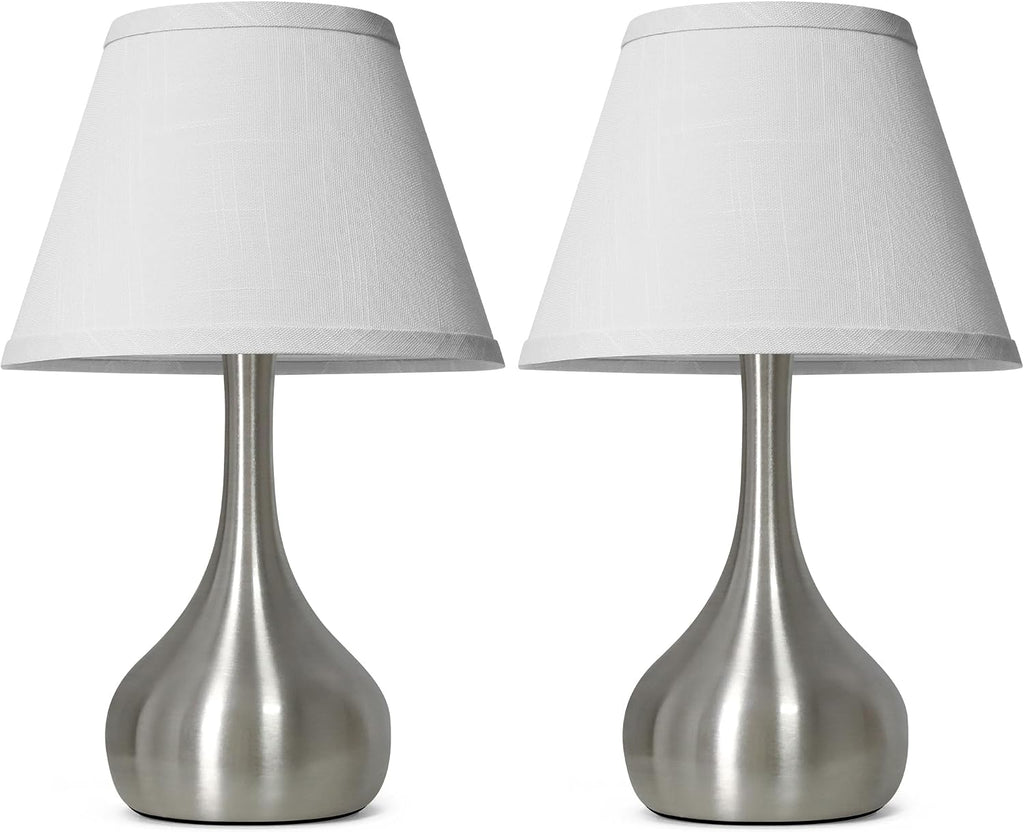 Touch Table Lamp for Bedroom Set of 2, 3-Way Dimmable Bedside Lamp for Nightstand, 17” Modern Metal Desk Lamp with Linen Shade for Living Room, Kids Reading, Dorm, Home Office Decor, Bulb Included