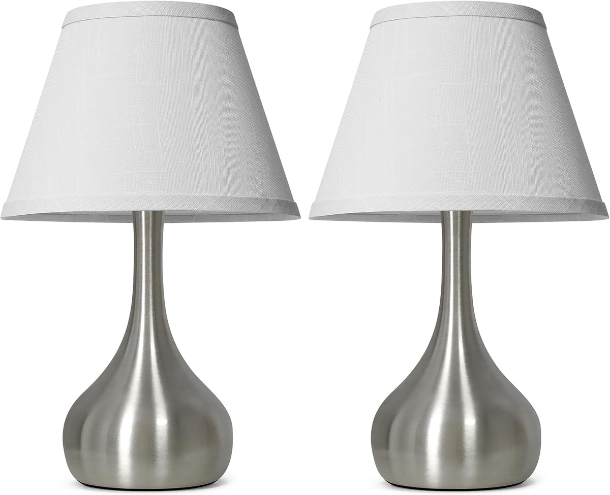 Touch Table Lamp for Bedroom Set of 2, 3-Way Dimmable Bedside Lamp for Nightstand, 17” Modern Metal Desk Lamp with Linen Shade for Living Room, Kids Reading, Dorm, Home Office Decor, Bulb Included