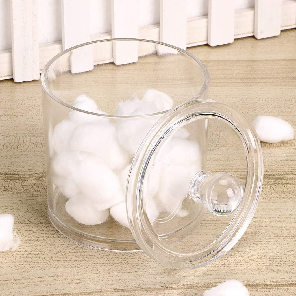 Hipiwe Cotton Ball and Swab Holder Organizer Clear Acrylic Apothecary Jar