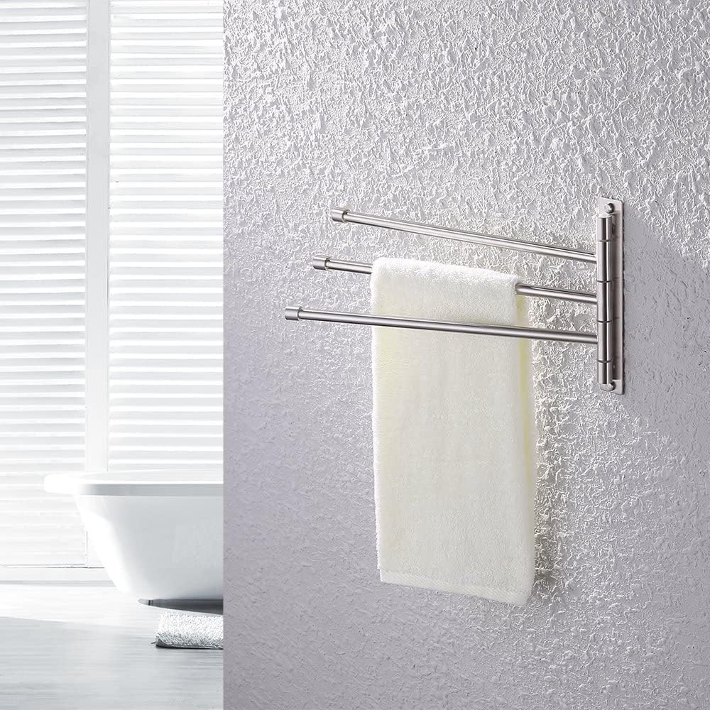 KES Bathroom Towel Bar, 13.8 Inch Swing Arm, Wall Mount, Swing Out 3-Arm