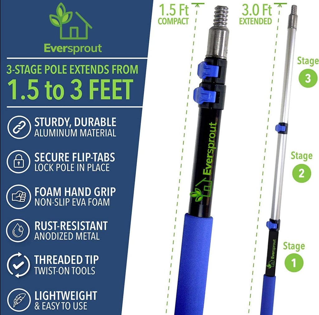 EVERSPROUT Ceiling Fan Duster with 3 Foot Pole, Bendable Microfiber Cleaner