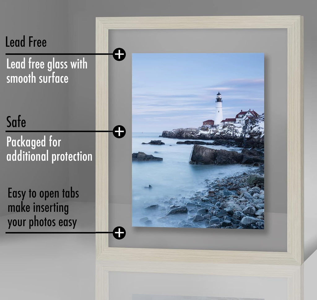 Americanflat 11x14 Floating Picture Frame - Engineered Wood - Light Wood