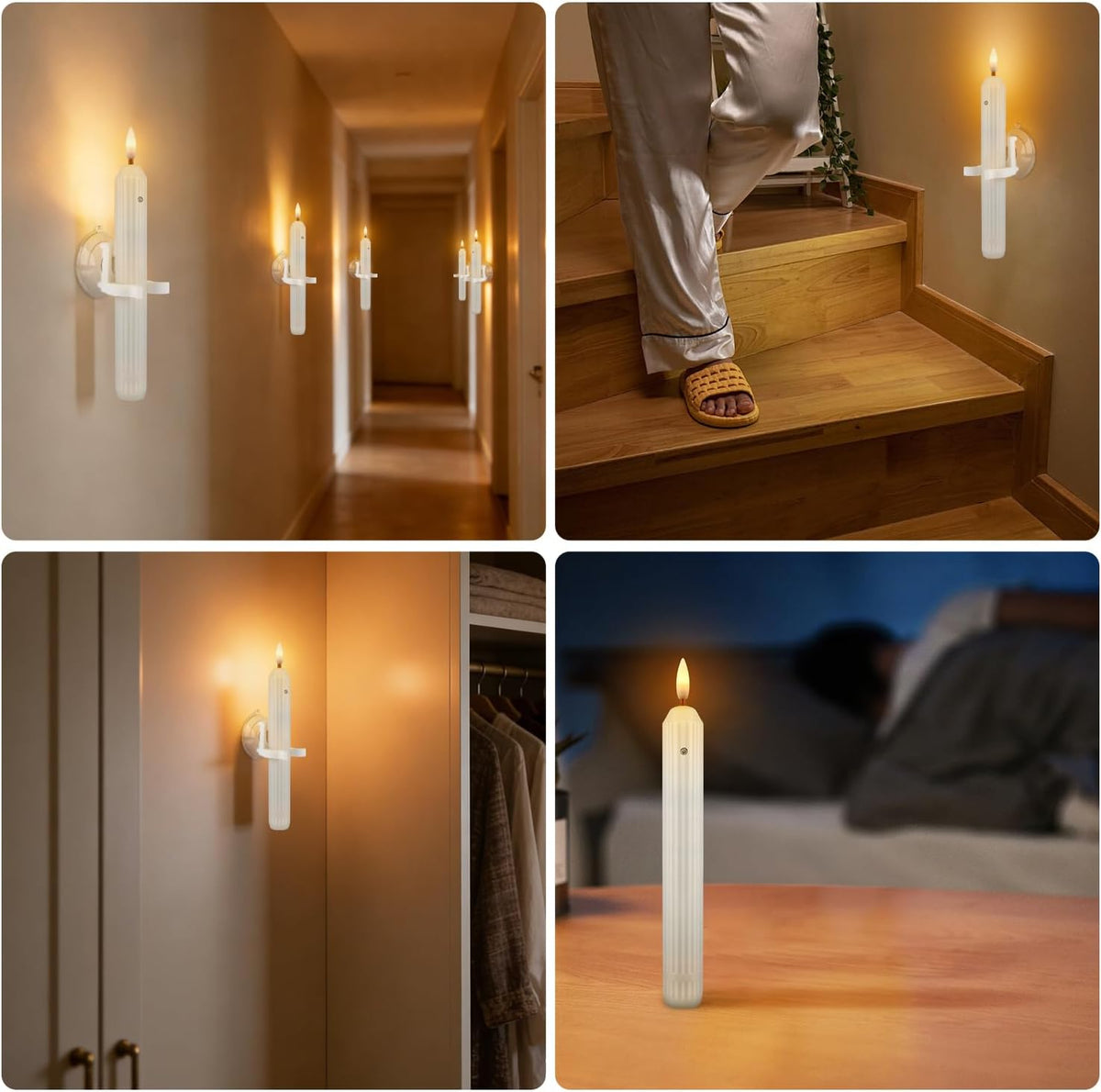 Enpornk 12 Pcs Window Candles with Sensor, Ivory White, Roman Column