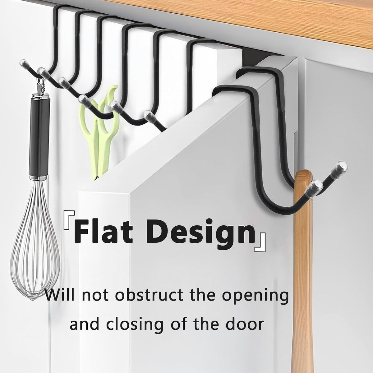 8 Pcs Over Cabinet Door Hooks, Black