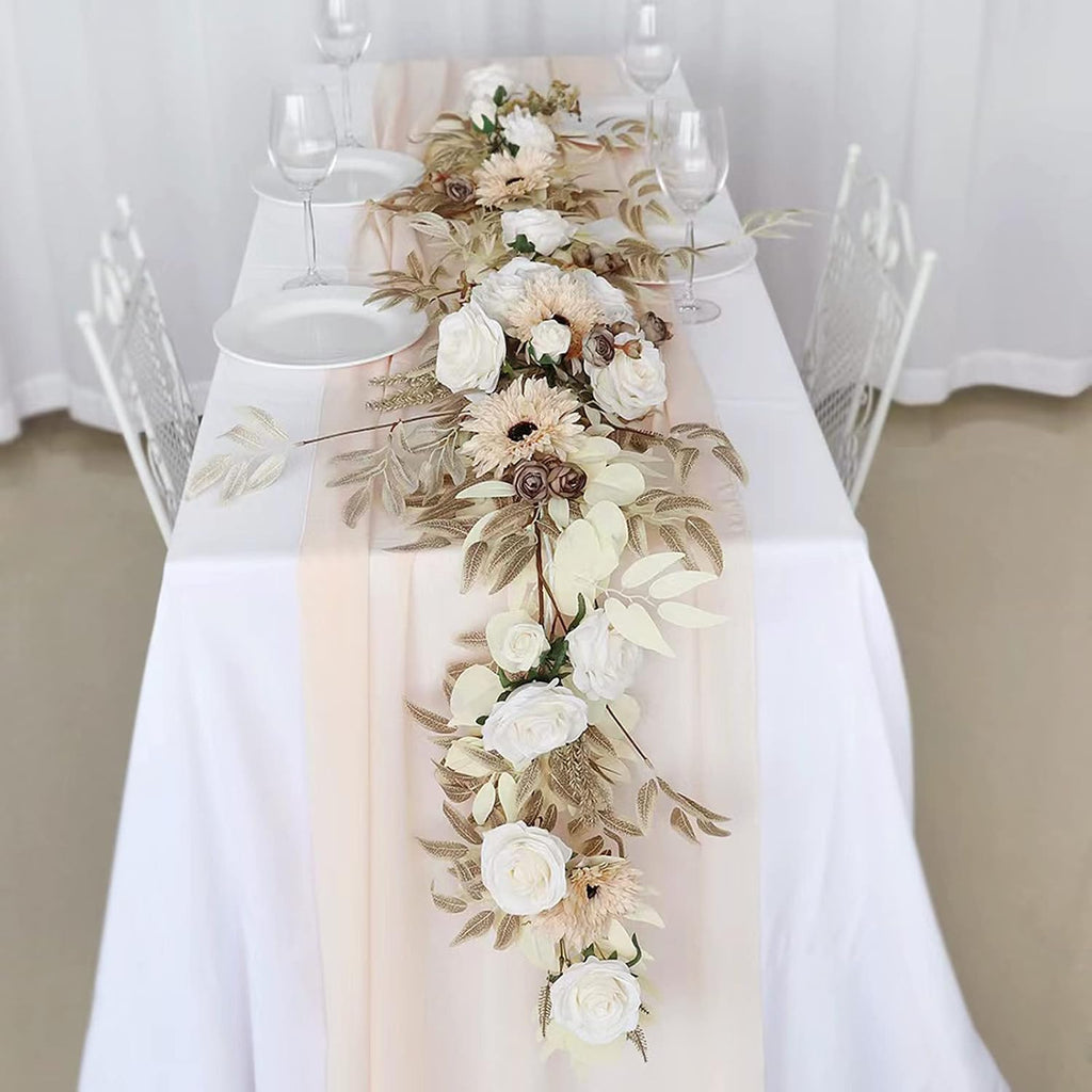 FACINOC Roses Artificial Flowers White Combo Box Set Fake Flower with Stems