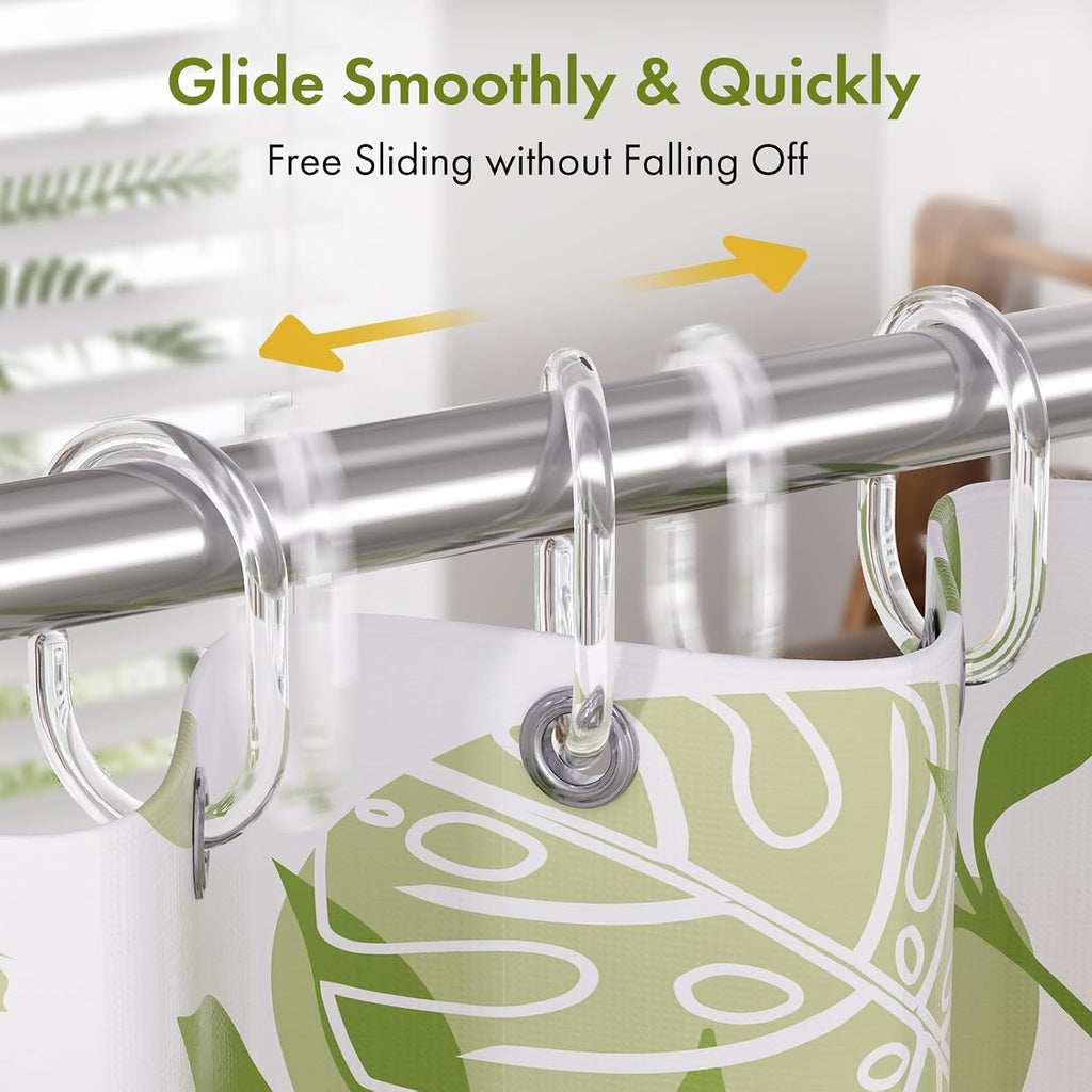 Amazer Shower Curtain Rings, 24 Pcs Plastic Shower Curtain Hooks, Clear Shower Curtain Hooks Rings, Rust Proof Shower Rings C Shaped Shower Hooks for Shower Curtain and Liner Bathroom