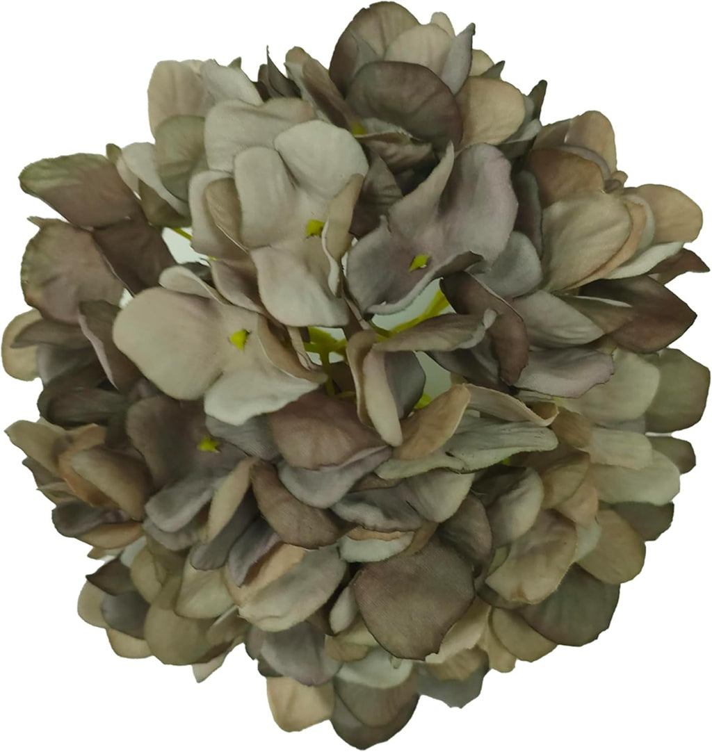 7.1''Coffee Hydrangea Artificial Flowers,10Pcs Artificial Silk Hydrangea Heads,81 Petals Faux Hydrangea Flowers Heads with Stems for Home Wedding Baby Shower Decor(Coffee)