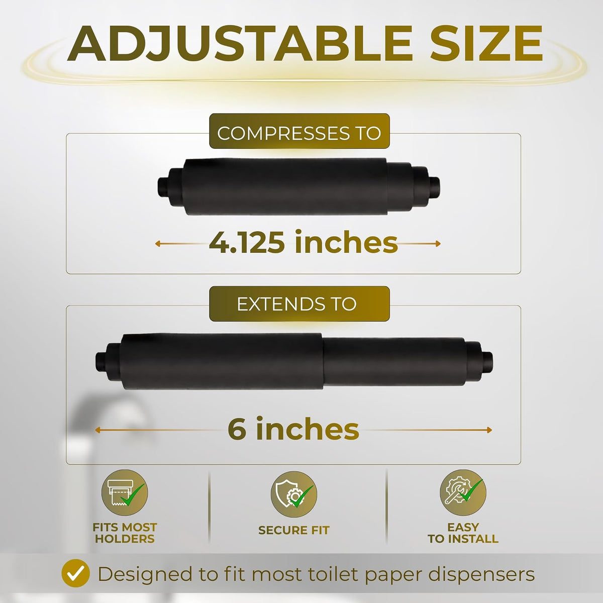 Black Toilet Paper Holder Spring Rod | Toilet Paper Roller Replacement | 6 Inch Toilet Paper Holder Replacement Rod | Durable Plastic Spindle – Fits All Standard Tissue Rolls