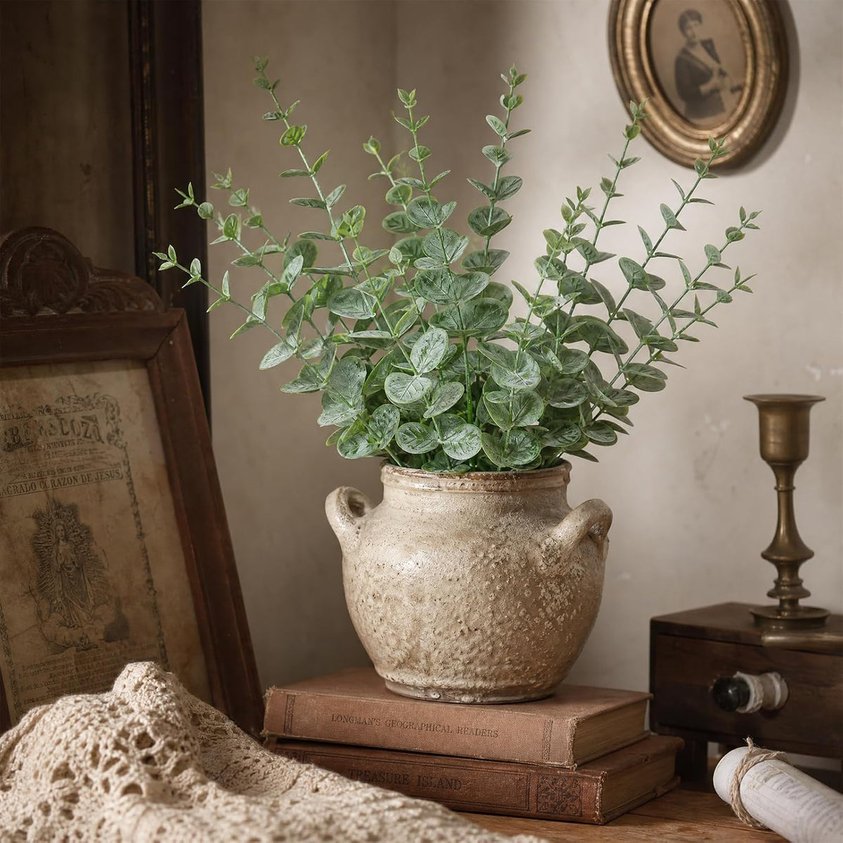 CLEANGOR Artificial Eucalyptus Stems (24, Green)