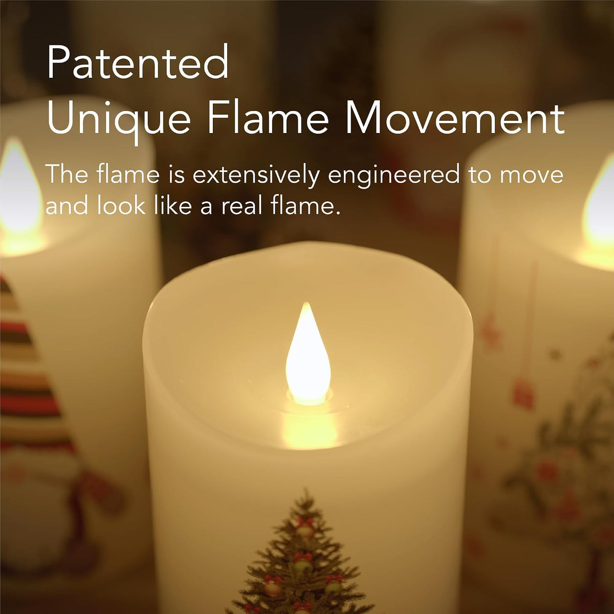 Christmas Flameless Candles with Remote Control, 3"x 5"Battery Operated Flickering 3D Wick Real Wax Pillar Santa Claus Candle