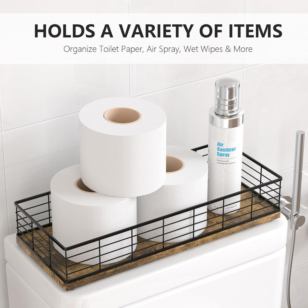 Toilet Paper Storage Basket, 16" Large Wood Toilet Paper Basket
