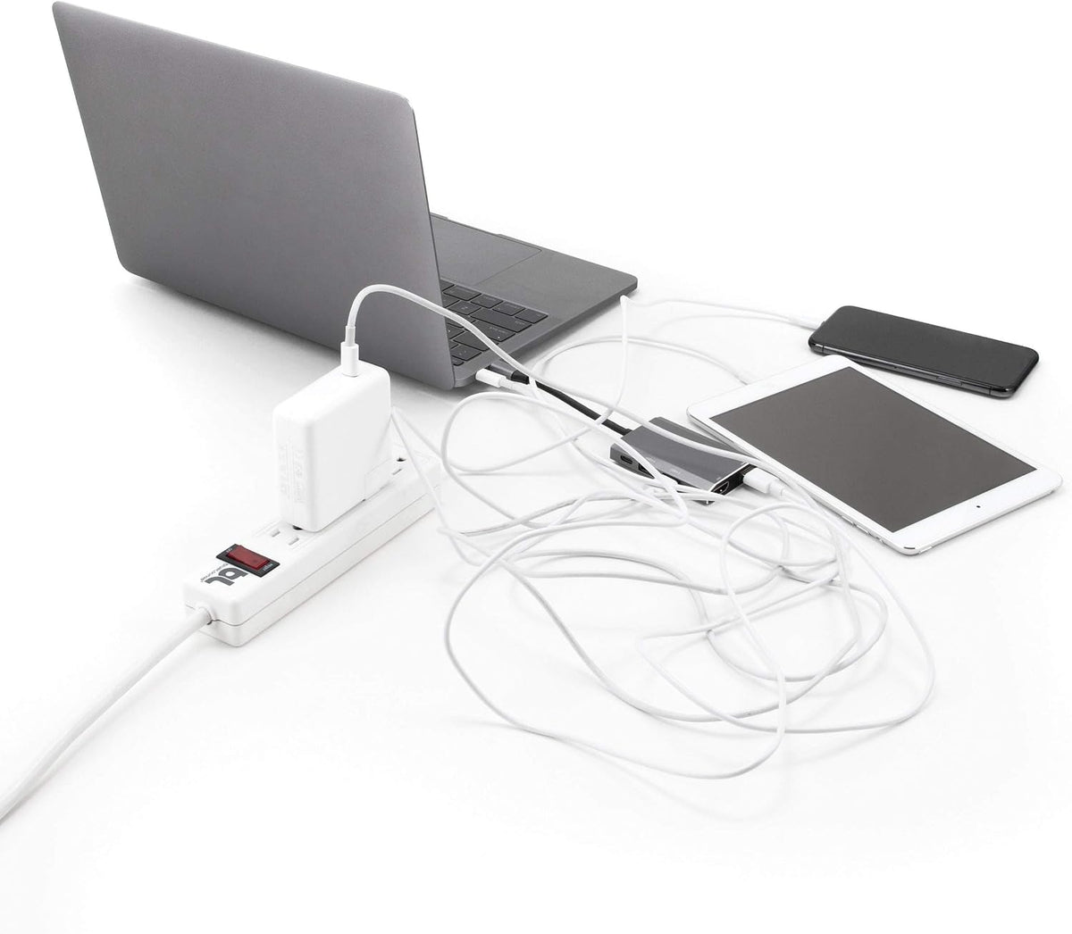 Bluelounge CableBox Mini Station Black Cable and Cord Management System - Small Surge Protector Included