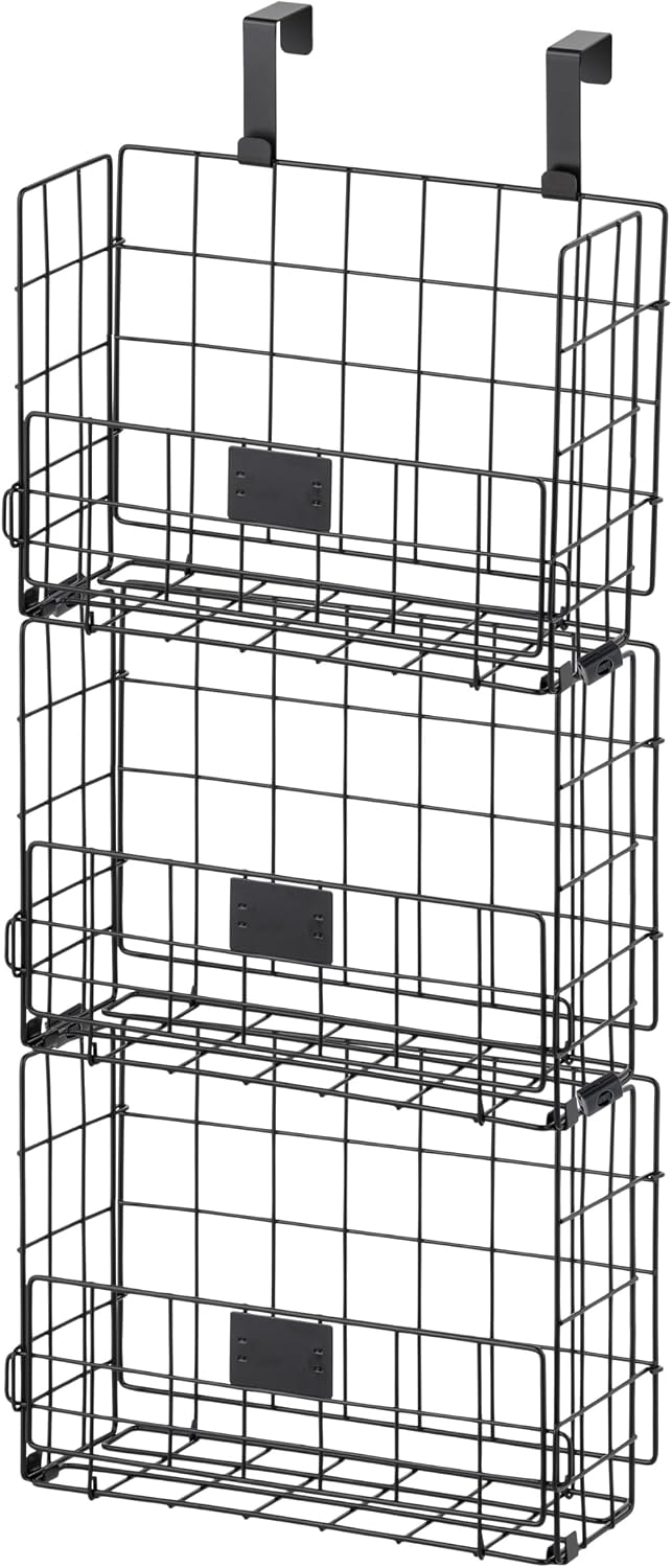 IRIS USA Over The Door Organizer, 3 Pack, Hanging or Wall Mount Wire Basket