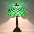 Stained Glass Table Lamp, Green Pearl Style, 12X12X19 Inch