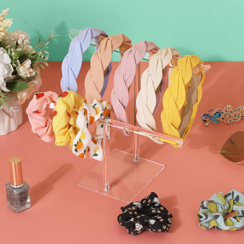 Headband Holder, Scrunchie Holder Acrylic, Clear Hair Ties Stand Organizer