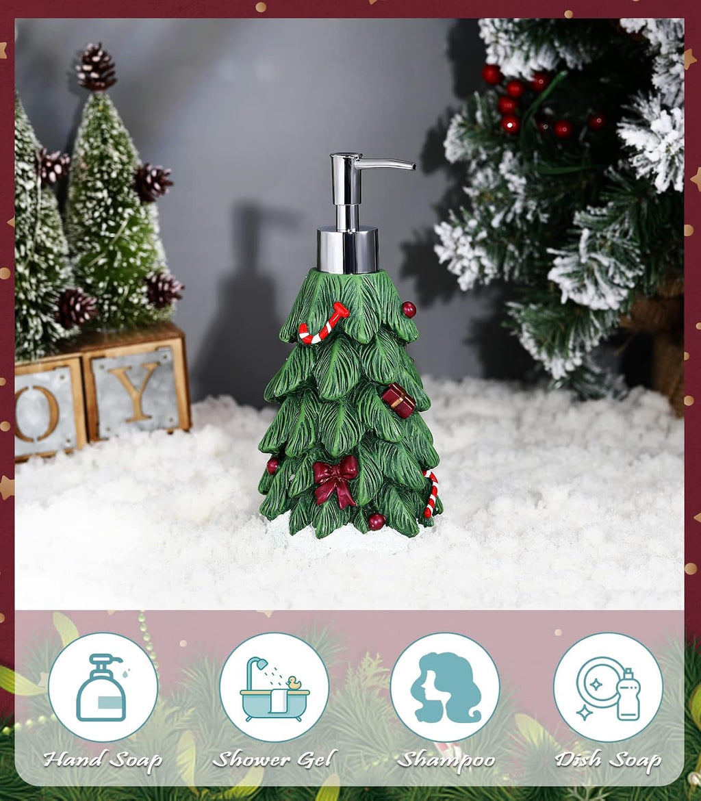 Emibele Christmas Tree Lotion Dispenser, Resin Hand Soap Dispenser Bottle