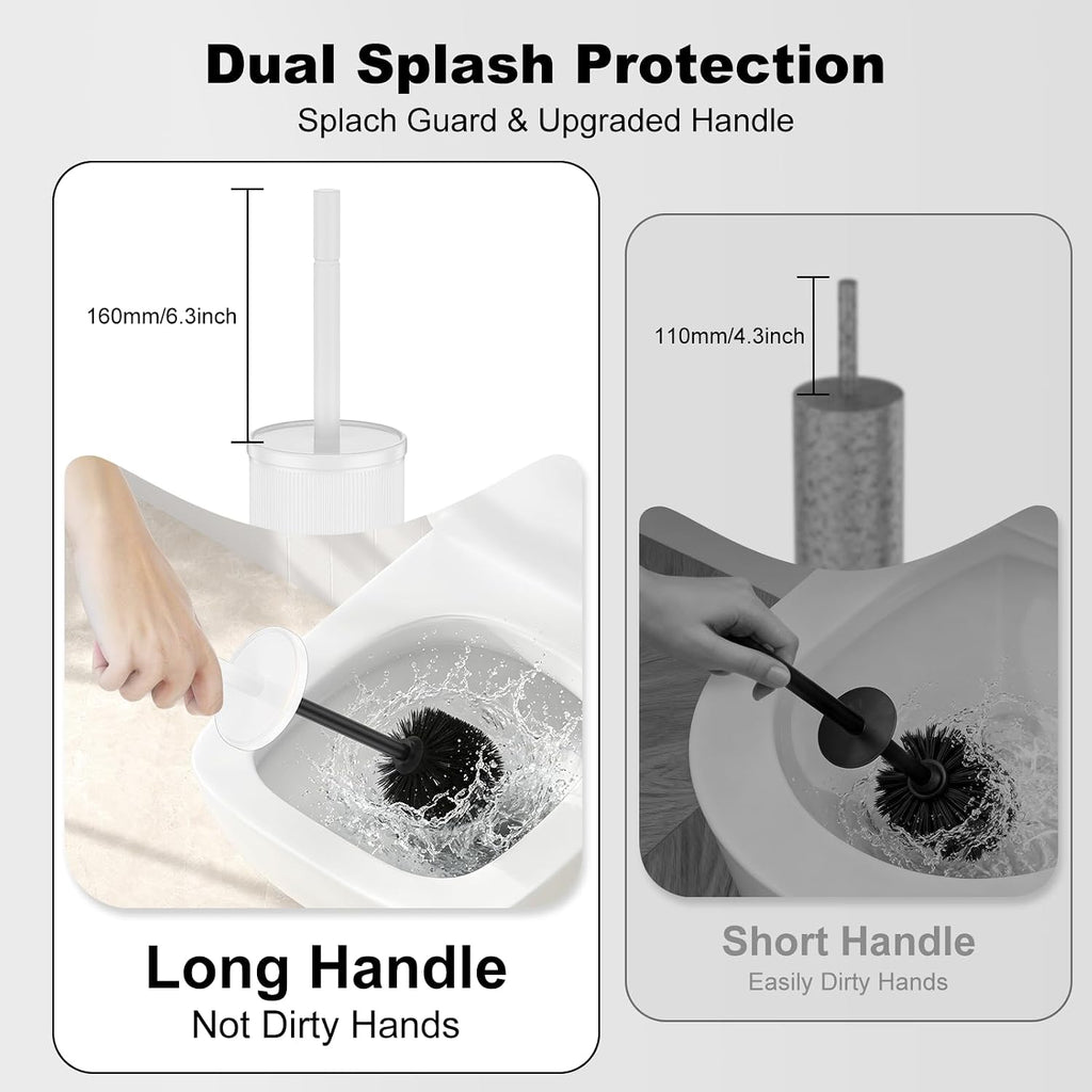 Metal Vertical Grain Toilet Bowl Brush and Holder Set Scrubber White