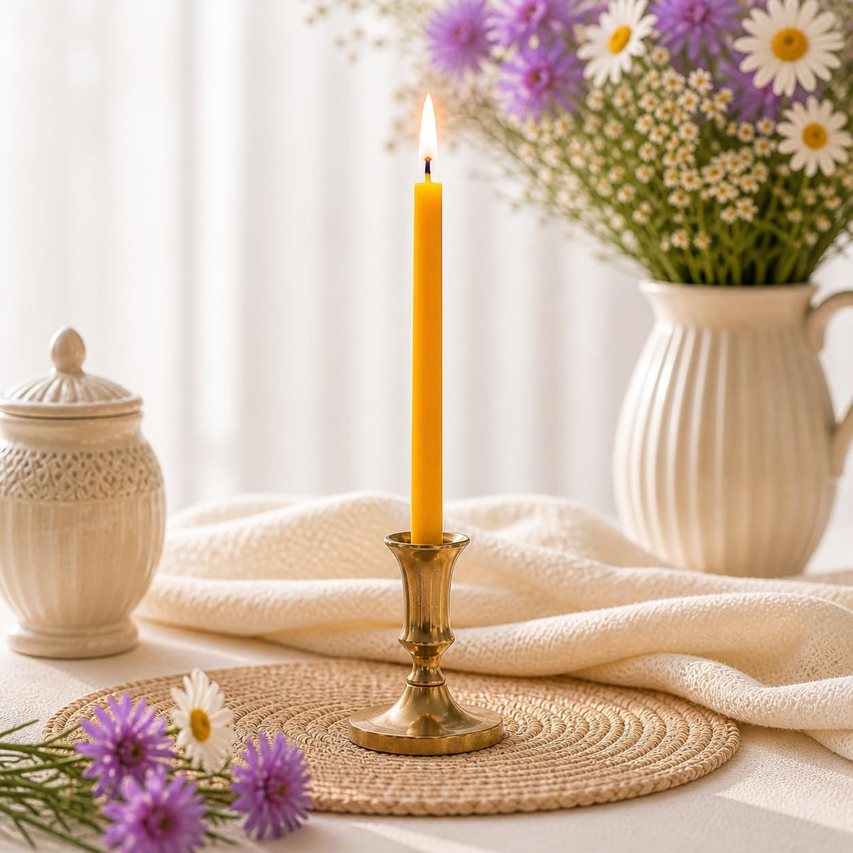 Petekoğlu 100% Natural Beeswax Candles (40 Pack) – Thin Taper Multi Color Set (20 cm) for Birthday, Church, Prayer, Christmas & Home Decor
