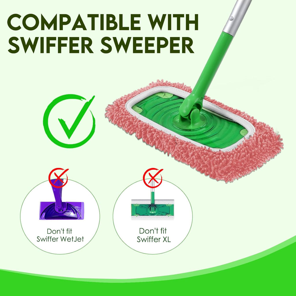 Reusable Microfiber Mop Pads Compatible with Swiffer Sweeper Mop