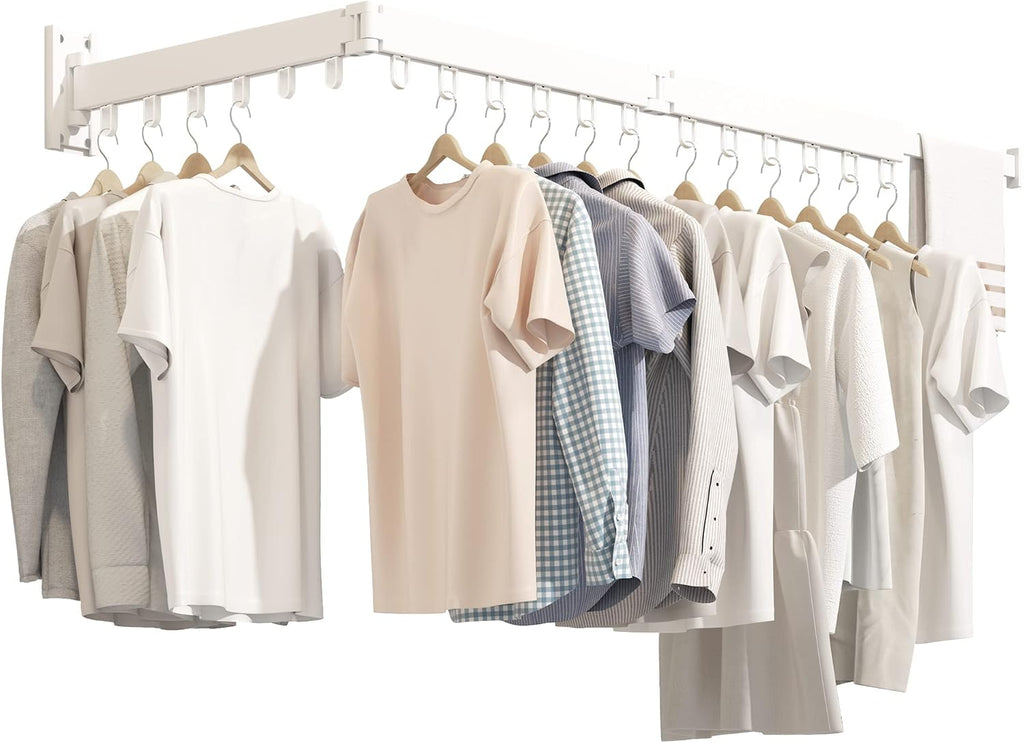 BOQORAD Wall Mounted Clothes Drying Rack, Collapsible & Retractable for Laundry