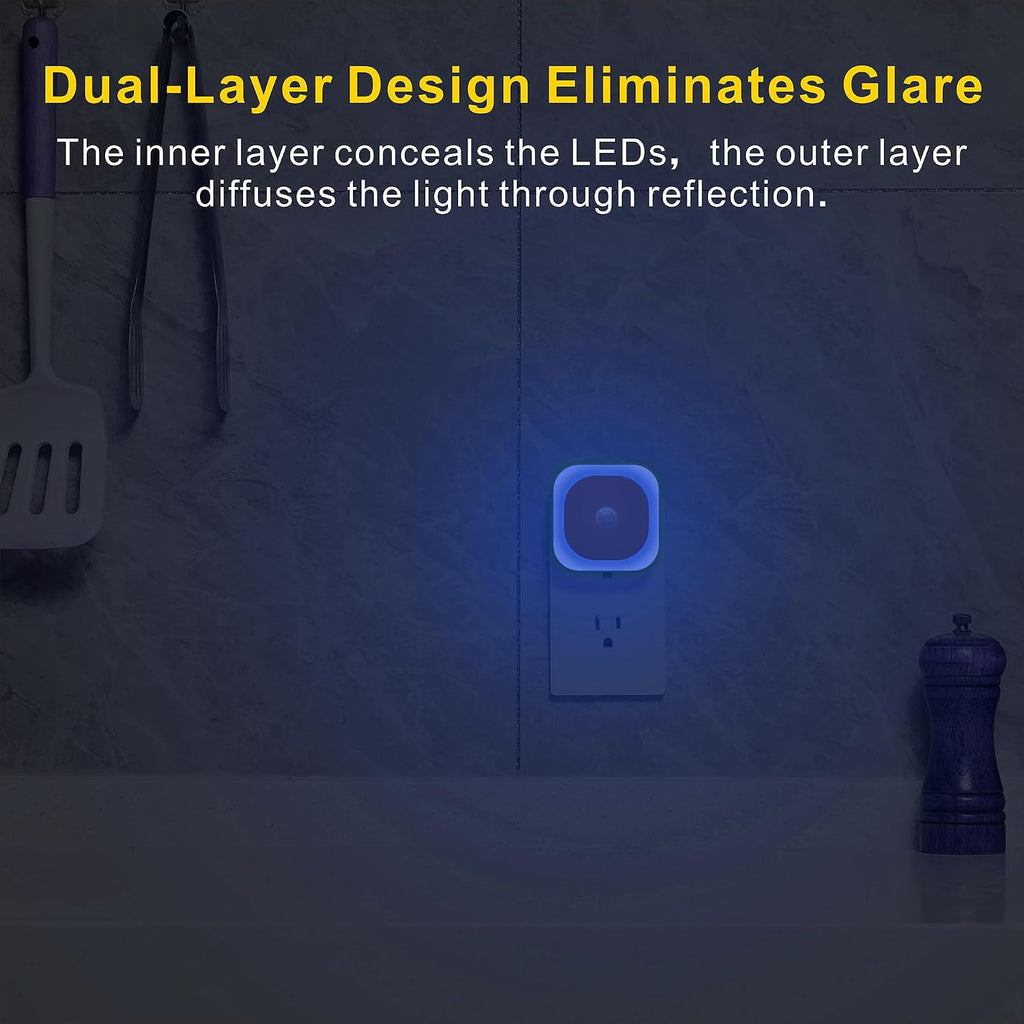 YUNLEX Night Lights Plug into Wall Motion Sensor for Toilets, 2 Pack