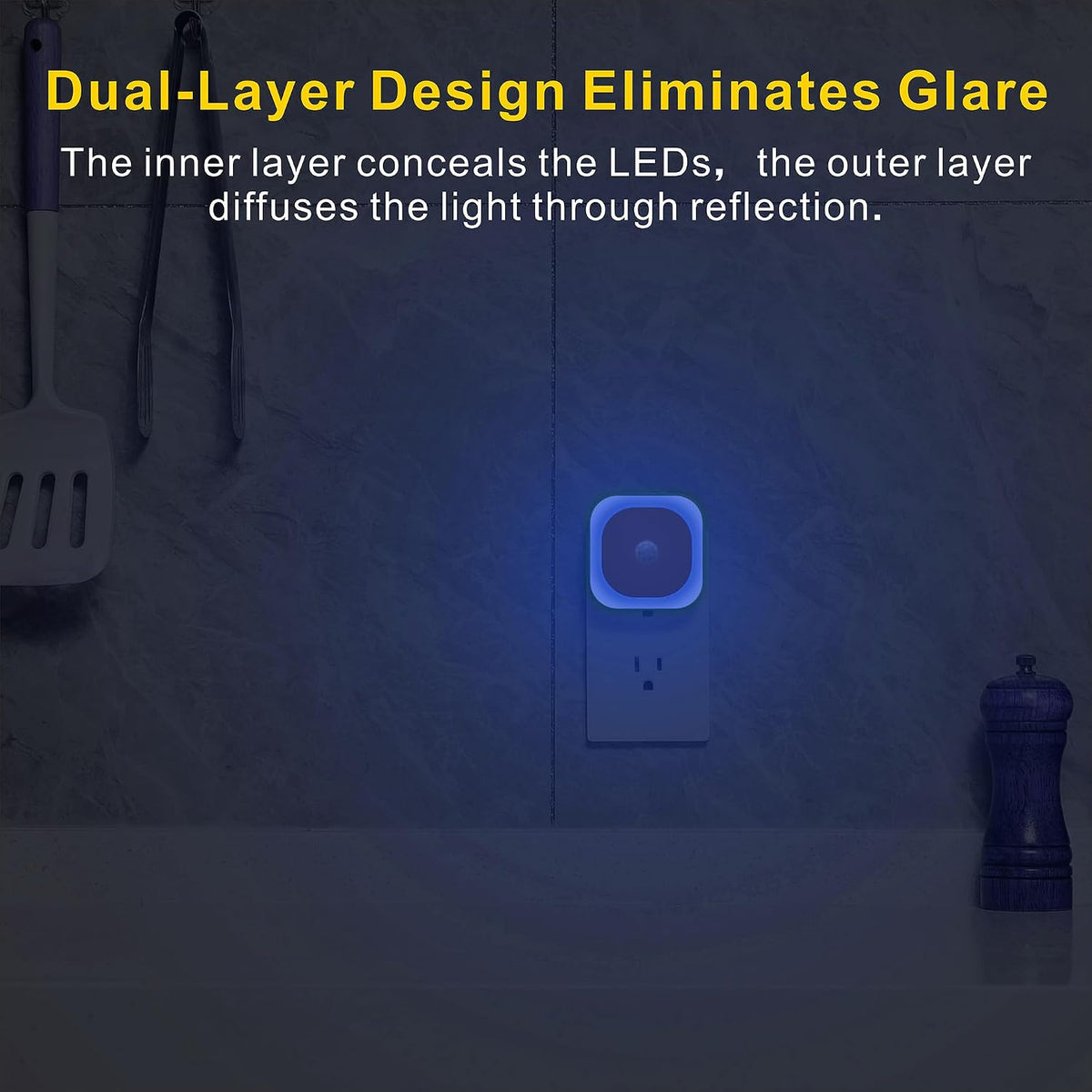 YUNLEX Night Lights Plug into Wall Motion Sensor for Toilets, 2 Pack