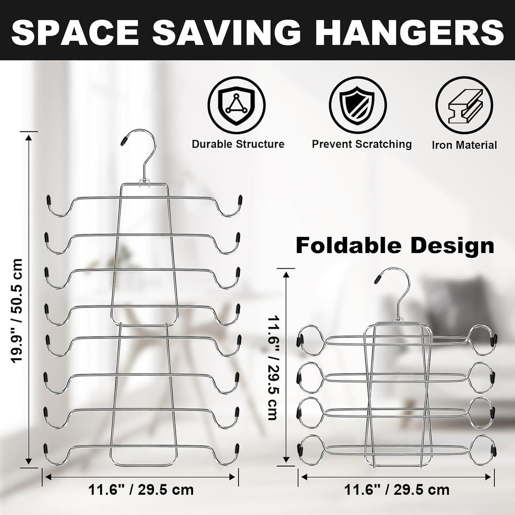 POZEAN Tank Top Hanger 2 Pack, Space Saving Bra Hangers, Non-Slip Closet Organizers and Storage for Camisoles Swimsuits Scarves Ties Strappy Dress