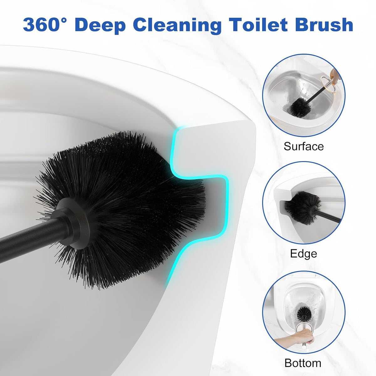 304 Stainless Steel Toilet Brush and Holder Black